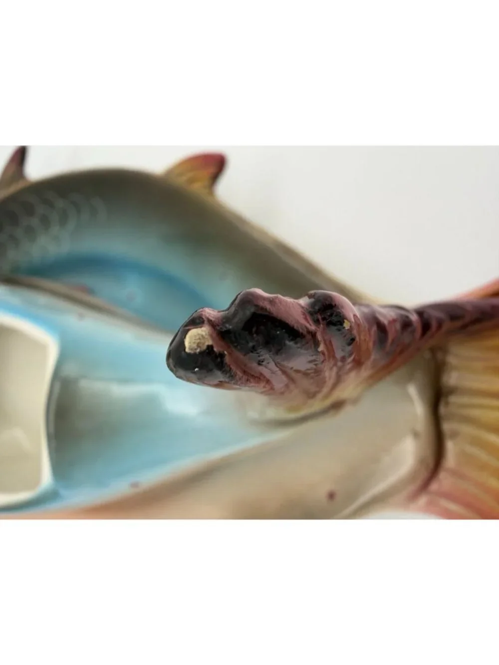 Vintage Mid Century Italian Fish Gravy Boat Lid Ladle Made in Italy Ceramic 11in